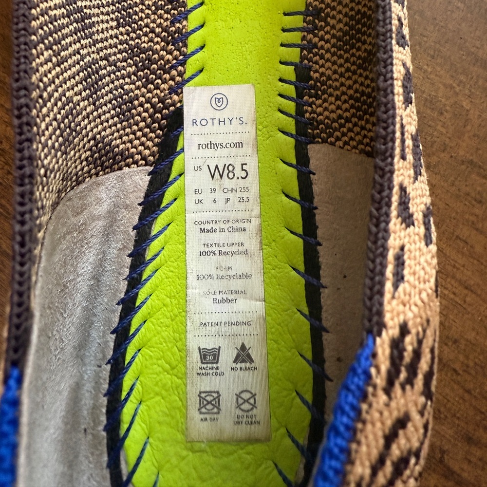 Rothy’s The Point Leopard Print Flats Wm 8.5 – Sustainable Knit, Washable Shoes - Picture 4 of 5